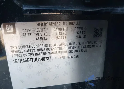 2013 Chevrolet Volt from USA, damaged, VIN 1G1RA6E47DU148737